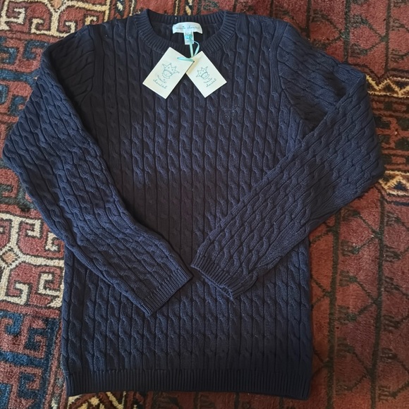 Navy Blue NWT Cable knit Cotton sweater size 12 - Picture 1 of 4